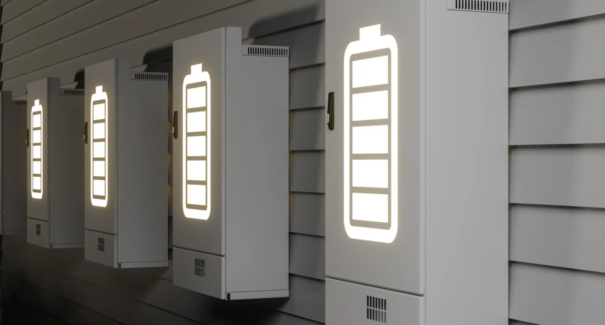 Wall-mounted battery backup units for home power supply