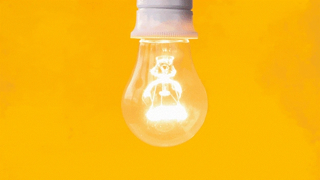 Animated Gif image of a light bulb flickering.